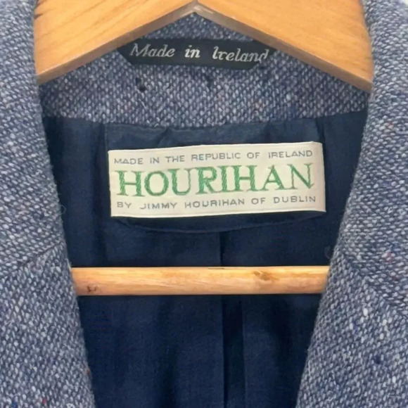 Jimmy Hourihan Vtg Donegal Herringbone 100% Wool Blue Tweed Size 14 Preppy - Picture 3 of 7